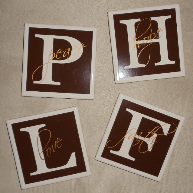 "Love -Hope- Faith- Peace" White  Coasters