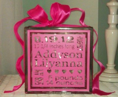 Personalized Baby Glass Block