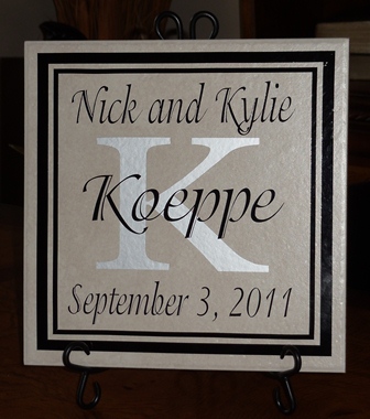 12" x 12"  Black and Silver Wedding Tile