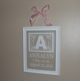 Baby Monogram Picture Frame
